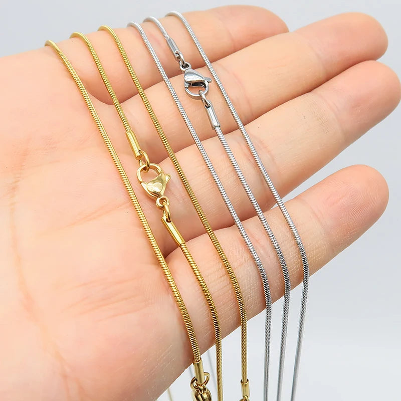 20 Pieces x Stainless Steel Snake Chain Necklace Gold Color Wholesale Snake Necklace for Women Men Jewelry Making