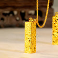 Luxury 24K 9999 Pure Gold real gold Women's Ice Crushed Quartet Laicai Small Square Pendant Necklace