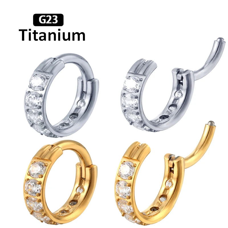 ASTM F136 Titanium Piercing Hinged Segment Septum Hoop Nose Rings Clicker Ear Cartilage Tragus Helix Conch Body Jewelry Earrings