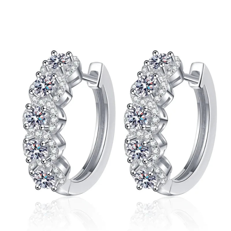 Daughter Adult's 18K White Gold Hoop Earrings Birthday Gift 1CT Moissanite Diamond Girl Valentine's Day Women Wedding Jewelry