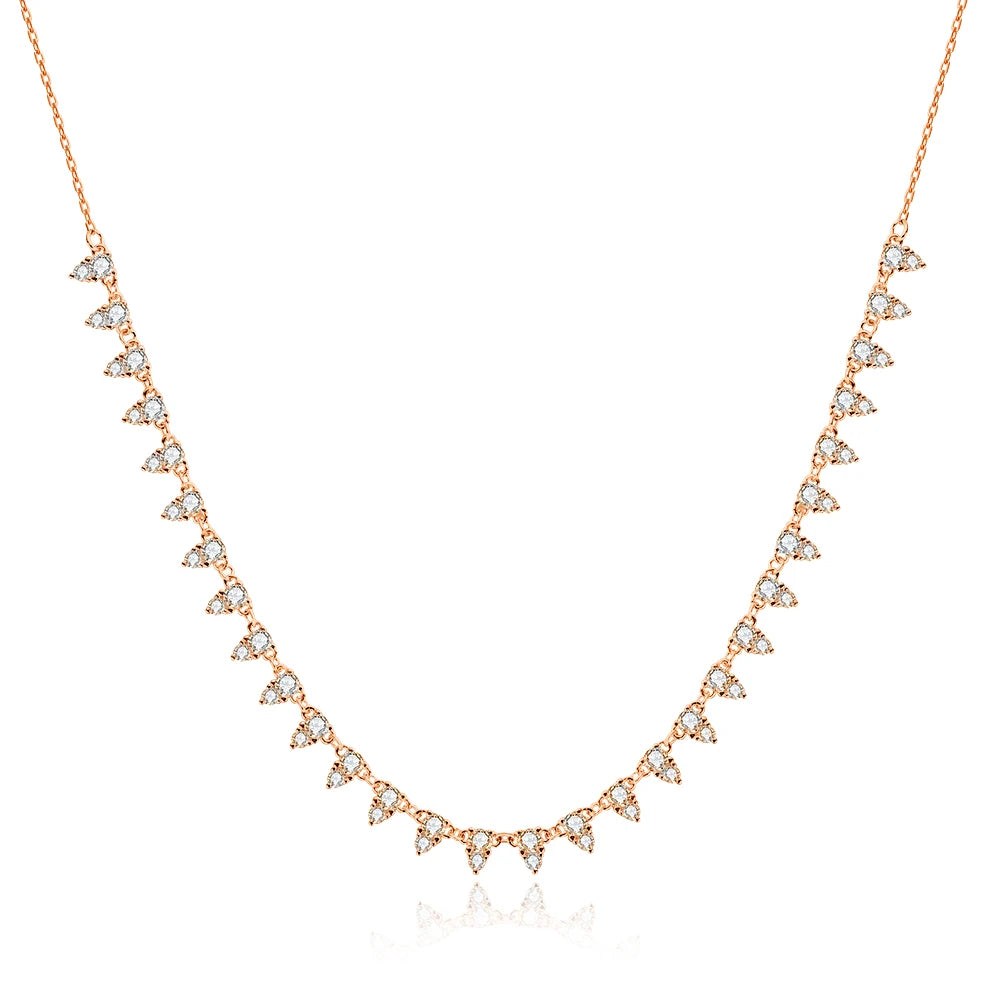 KNOBSPIN 2mm/3mm D Color Moissanite Tennis Necklace s925 Sterling Silver 18inch Chain, Wedding Necklaces for Women Fine Jewelry