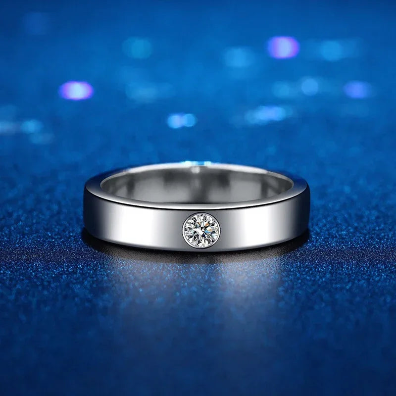 NeeTim 4mm Moissanite Ring for Men 925 Sterling Silver Gemstone Lab Diamond Gold Plated Rings Wedding Engagement Band Jewelry