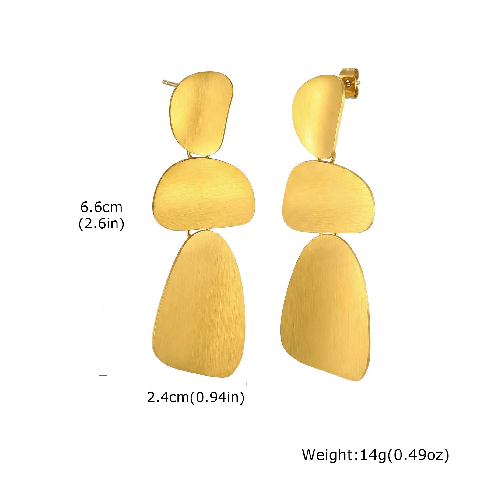 Stainless Steel Brushed Geometric Drop Earrings, 18K Gold Plated Irregular Dangle Earring Women, Minimalist Statement Jewelry