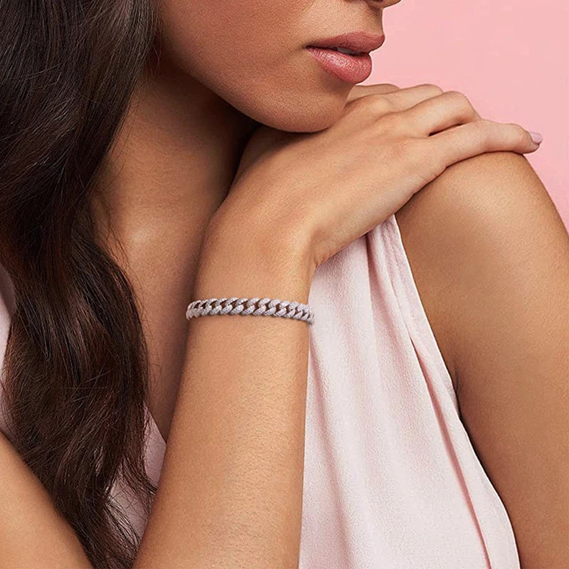 Smyoue 18k Gold Plated Cuban Bracelet for Women Men High Carbon Diamond Bracelet 925 Sterling Silver Jewelry Hip Hop Link Chain