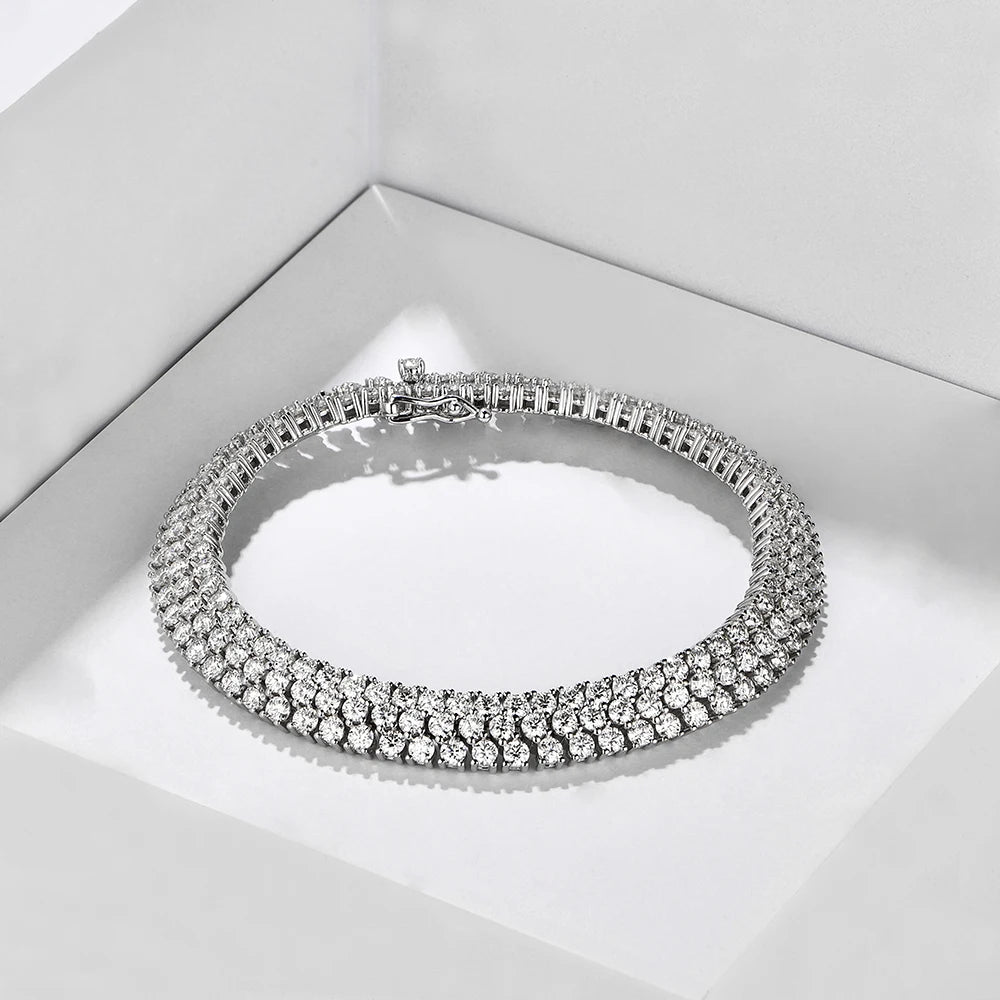 MINTYBOX S925 Sterling Silver All Moissanite Tennis Bracelet for Women D VVS1 Diamond Gold Plated Luxury Wedding Fine Jewelry