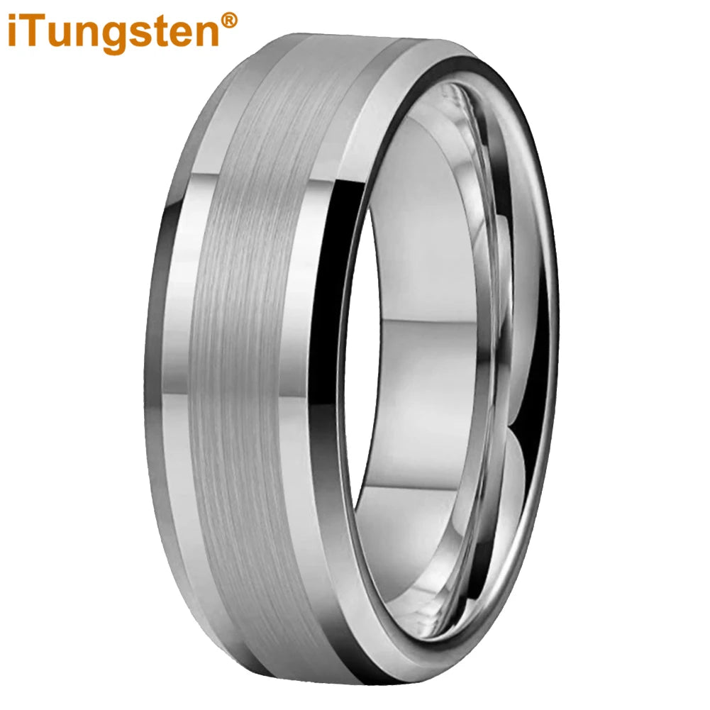 iTungsten 6mm 8mm Engagement Wedding Band Gold Plated Tungsten Finger Ring for Men Women Couple Fashion Jewelry Comfort Fit