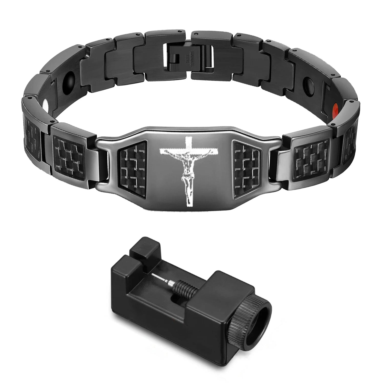 Germanium Black Healing Bracelet for Men Stainless Steel Magnetic Jewelry therapeutic Friendship for Joint Health Fashion Design