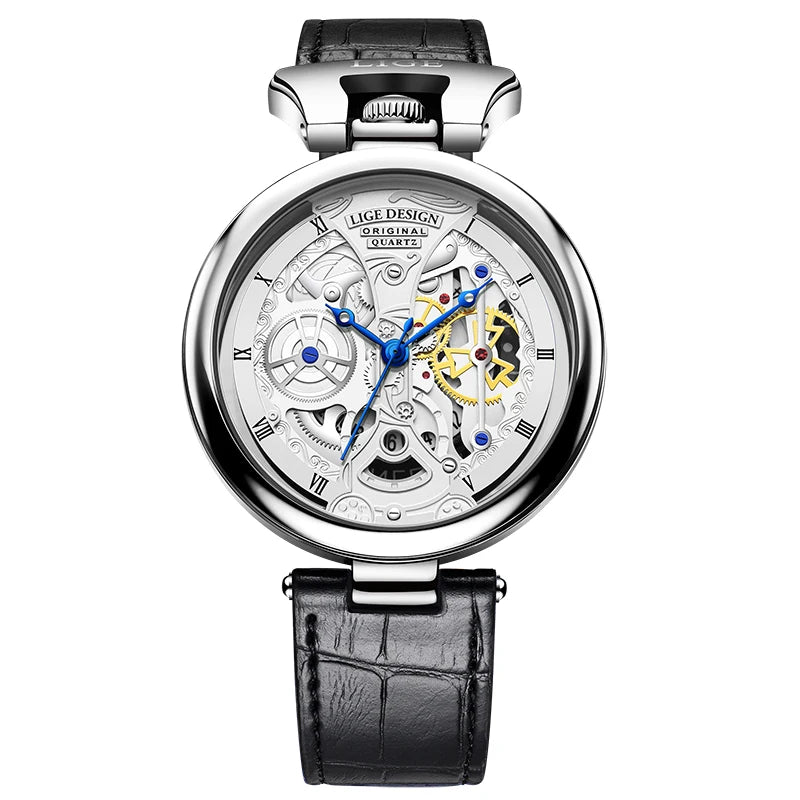 2025 LIGE Men Watches Top Brand Luxury Brown Leather Chronograph Sport Watch For Men Fashion Date Waterproof Clock Reloj Hombre