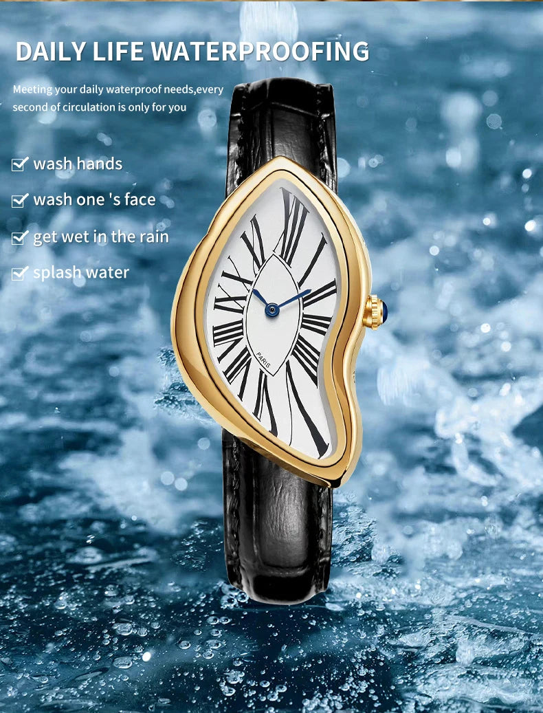 Fashionable trendy and individual genuine leather wristwatch water-resistant casual quartz watch