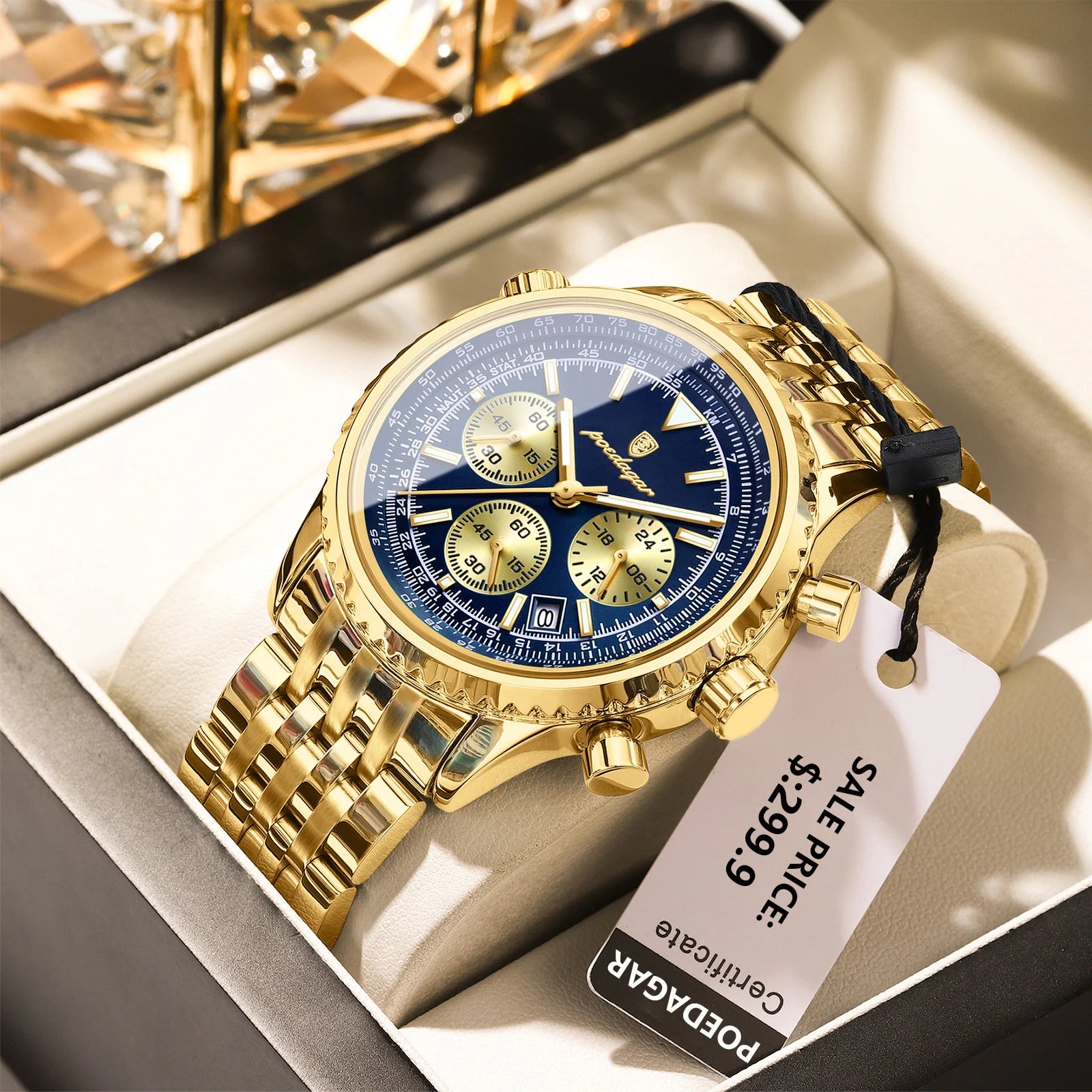 POEDAGAR Luxury Sport Man Watch Chronograph Date Waterproof Luminous Men's Quartz Watches Stainless Steel Fashion Men Wristwatch