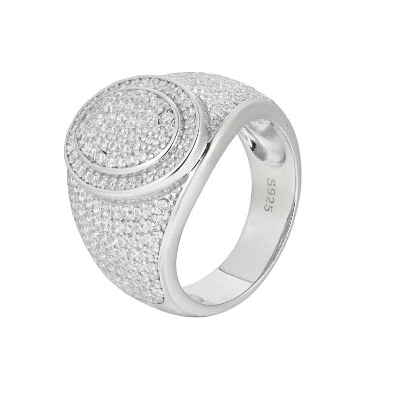 TUHE Unisex oval Iced Out VVS1 Moissanite Cross Rings S925 Silver For Men Hip Hop Jewelry