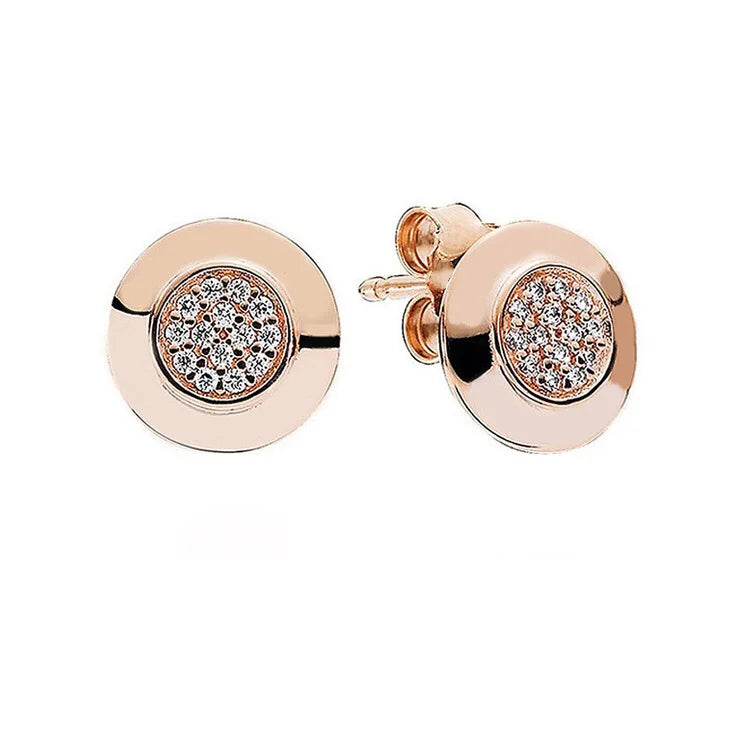 100%925 pure silver classic water-drop heart-shaped round stud earrings Perfect jewelry gift for women's birthday presents