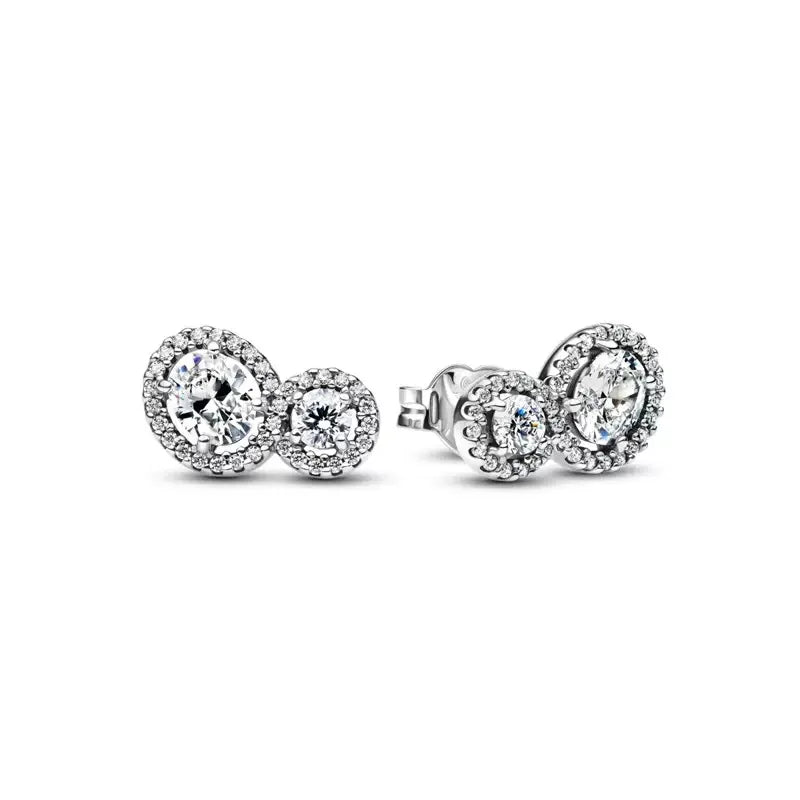 100%925 pure silver classic water-drop heart-shaped round stud earrings Perfect jewelry gift for women's birthday presents