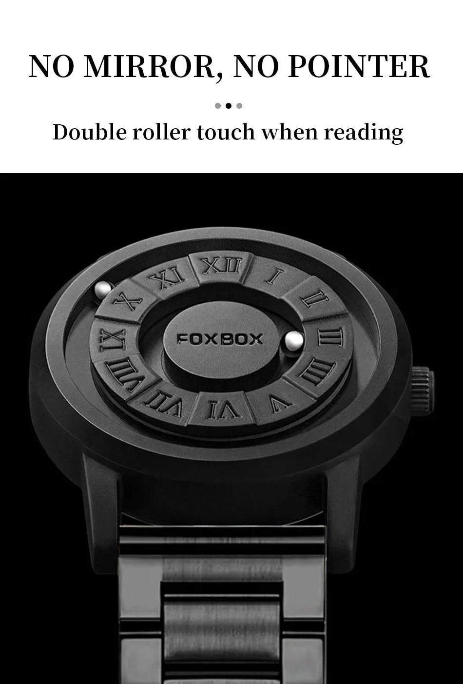 FOXOBOX New Original Luxury Skull Scrolling Pointer Magnetic Force Watch Men Military Sport Waterproof Quartz Wristwatch Clock