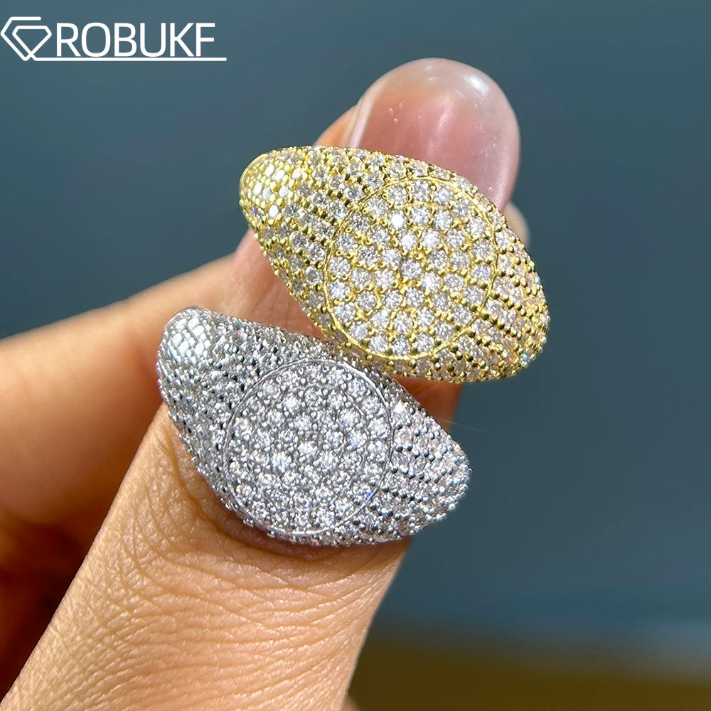 D Color Moissanite Ring for Women Men 1.2mm Full Diamond 925 Sterling Silver Plated 18K Gold Hiphop Party Eternity Band Jewelry