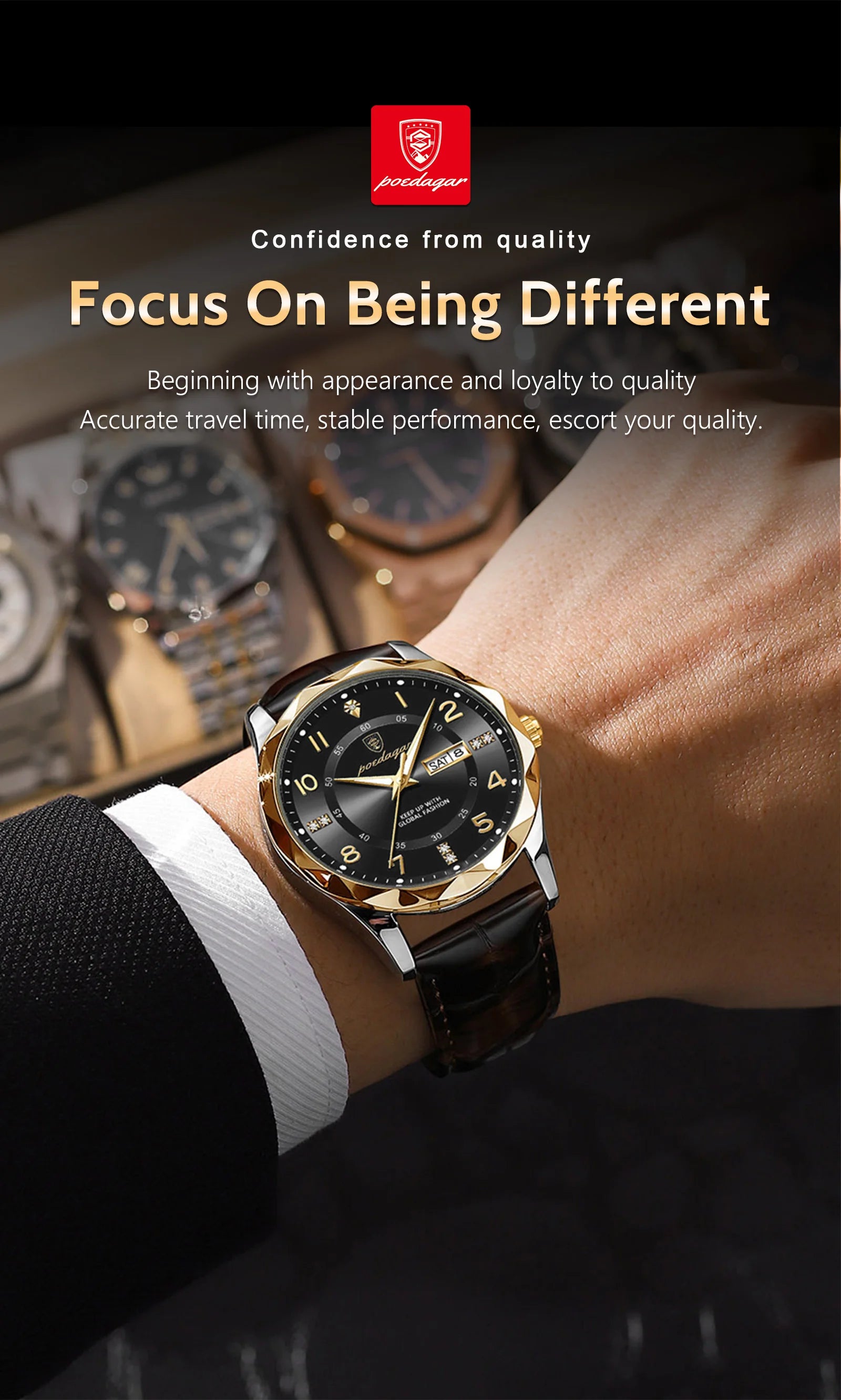 POEDAGAR Luxury High Quality Watches for Men Sport Quartz Leather Man Watch Waterproof Luminous Date Week Men's Watch Male Reloj