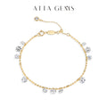ATTAGEMS Round Cut Drilled Moissanite Bracelets Women S925 Silver Adjustable Beaded Chain Everyday Stackable Jewelry Party Gifts