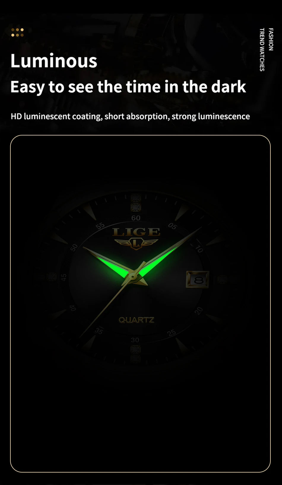 LIGE Luxury Quartz Wristwatches Mens Watch Stainless Steel Watches Luminous Date Waterproof Outdoor Diving Sports Watch reloj