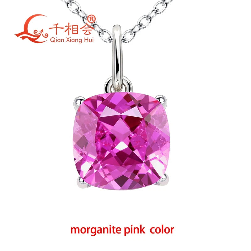925 Silver 4ct 9*9mm Cushion Royal Blue/Cornflower Sapphire Pigeon Blood Red Ruby Inclusions Stone Jewelry for Pendant Necklace
