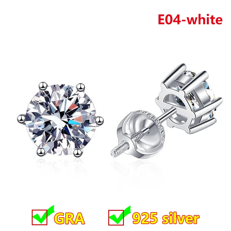 Premium 0.5ct-2ct Moissanite Earring For Women Classic Original 925 Sterling Silver Jewelry Moissanite Diamond Stud Earring