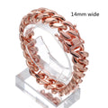 Gold Color/Rose Gold Stainless Steel Curb Cuban Link Chain Bracelet Bangle Jewelry 7-11inch for Men Women 8/10/12/14/16/18mm