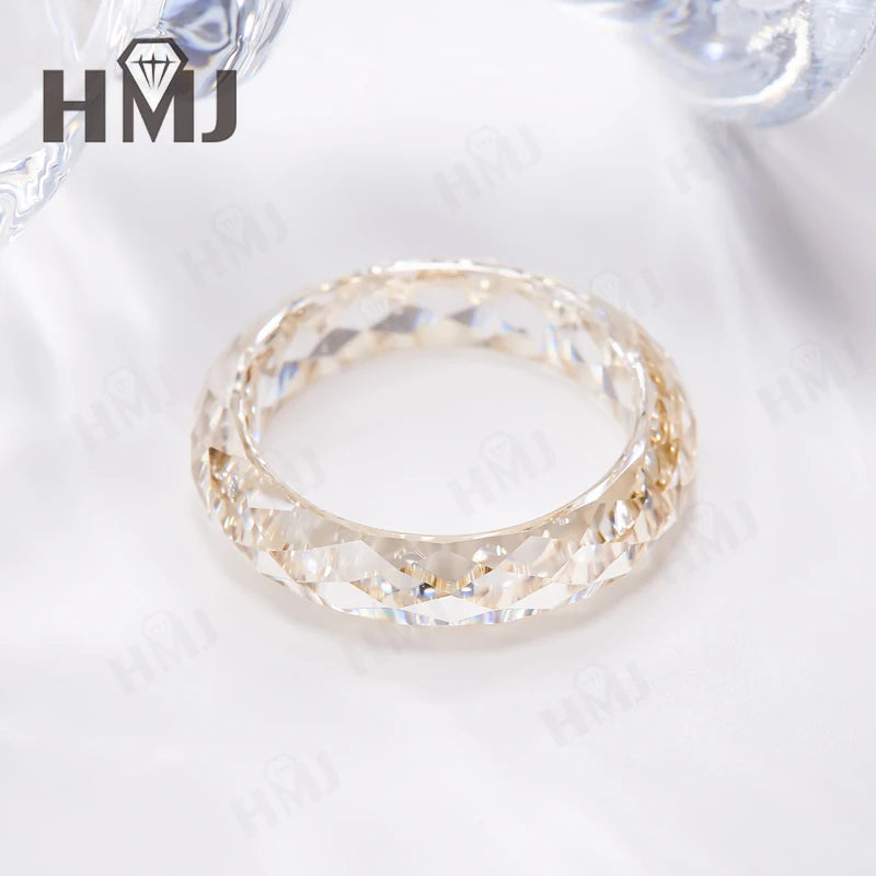 All Moissanite Thumb Ring Plain Band Pinky Ring Green&Champagne&White&Black Anniversary Birthday Gift Charms Free Give Necklace