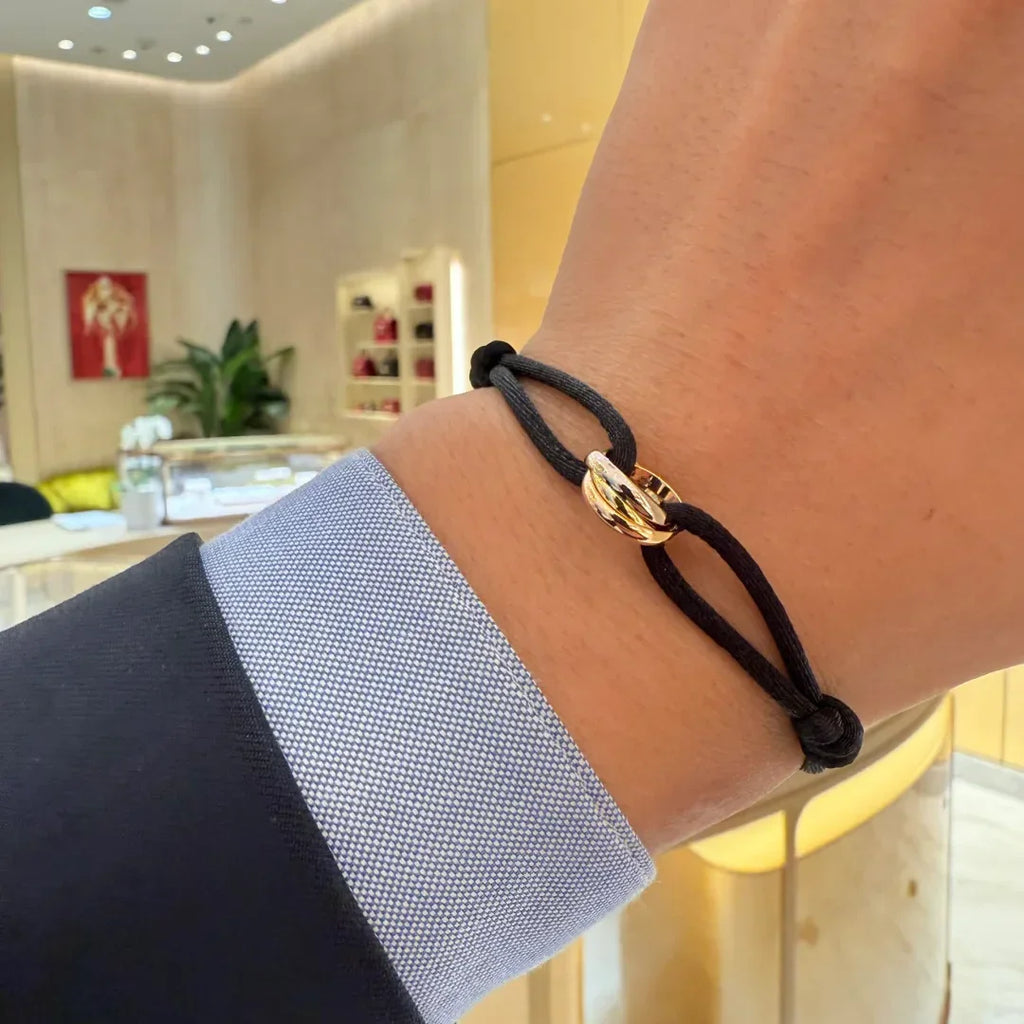 MESSITOK Classic luxury jewelry S 925 silver three ring tri color cross couple bracelet. Holiday gifts. Not fading. Not allergic