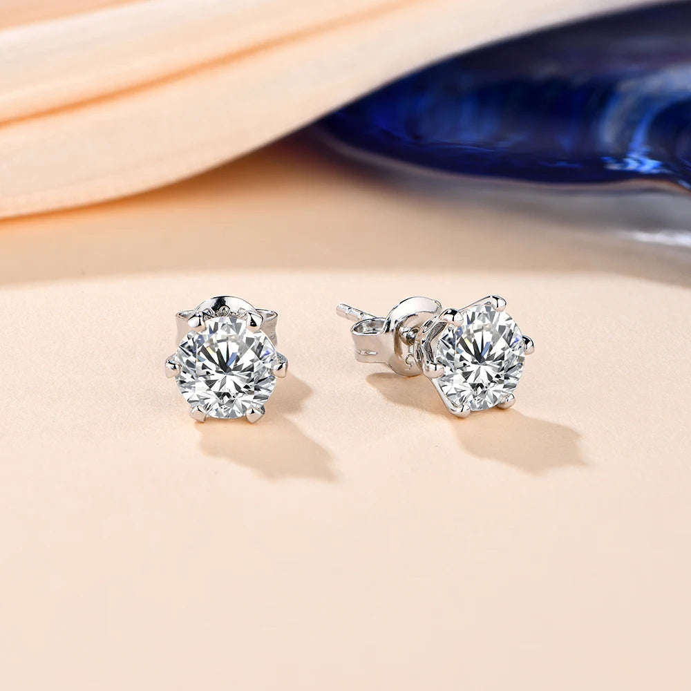 New Arrival 2.0 Carat Moissanite Gemstone Stud Earrings for Women Solid 925 Sterling Silver D color Solitaire Fine Jewelry