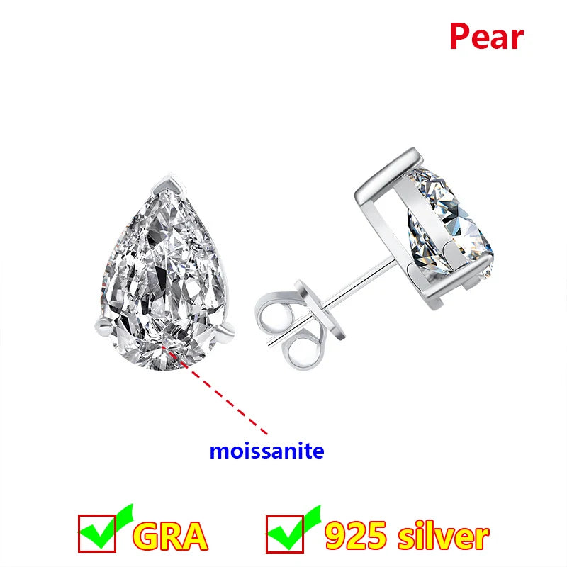 Premium 0.5ct-2ct Moissanite Earring For Women Classic Original 925 Sterling Silver Jewelry Moissanite Diamond Stud Earring