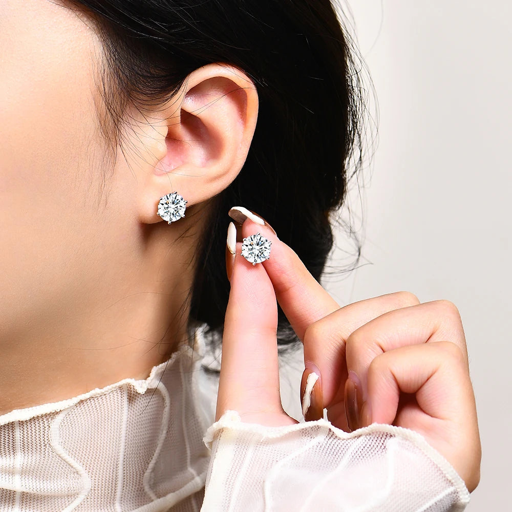 New Arrival 2.0 Carat Moissanite Gemstone Stud Earrings for Women Solid 925 Sterling Silver D color Solitaire Fine Jewelry