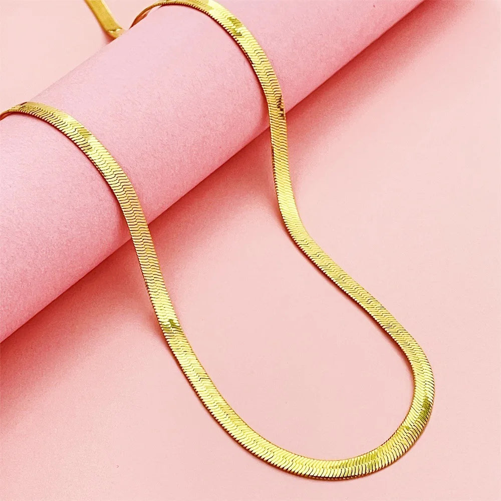 Men's & Women's 24K Gold AU999 Flat Snake Necklace - Pure gold, auspicious snake, perfect couple set, thoughtful gift