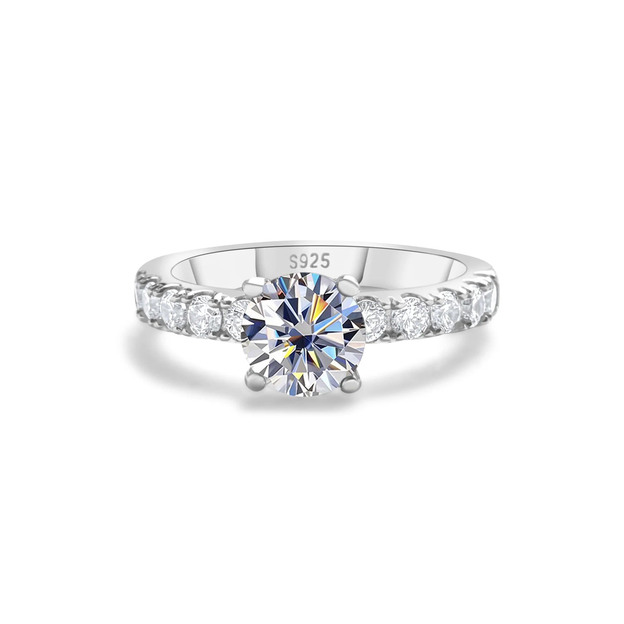 1.0 Carat Simple Design Moissanite Ring with 4 Claw S925 Sterling Silver Women's Engagement Band Fashion Fine Jewelry Gift