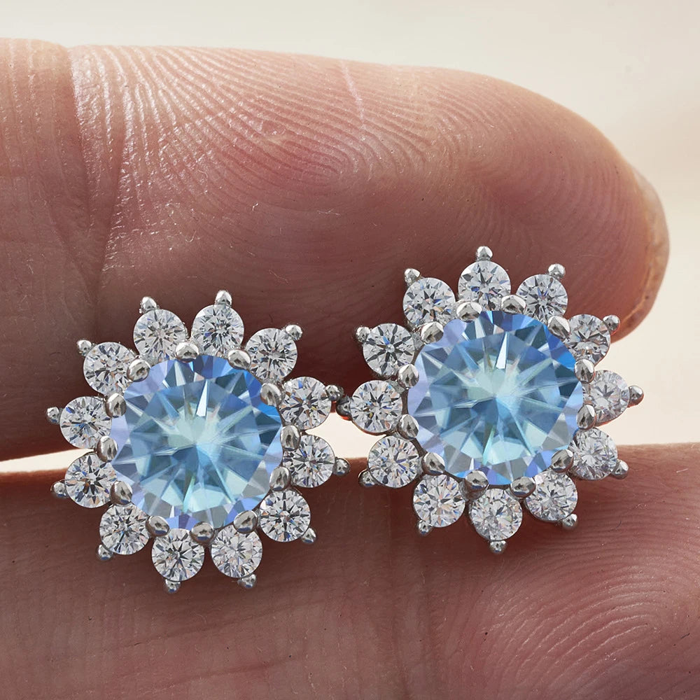 1.0 Ctx2 Pcs D Color VVS Women Moissantie Stub Earring 925 Sterling Silver Female Jewelry Women's Wedding Party Dating Gift