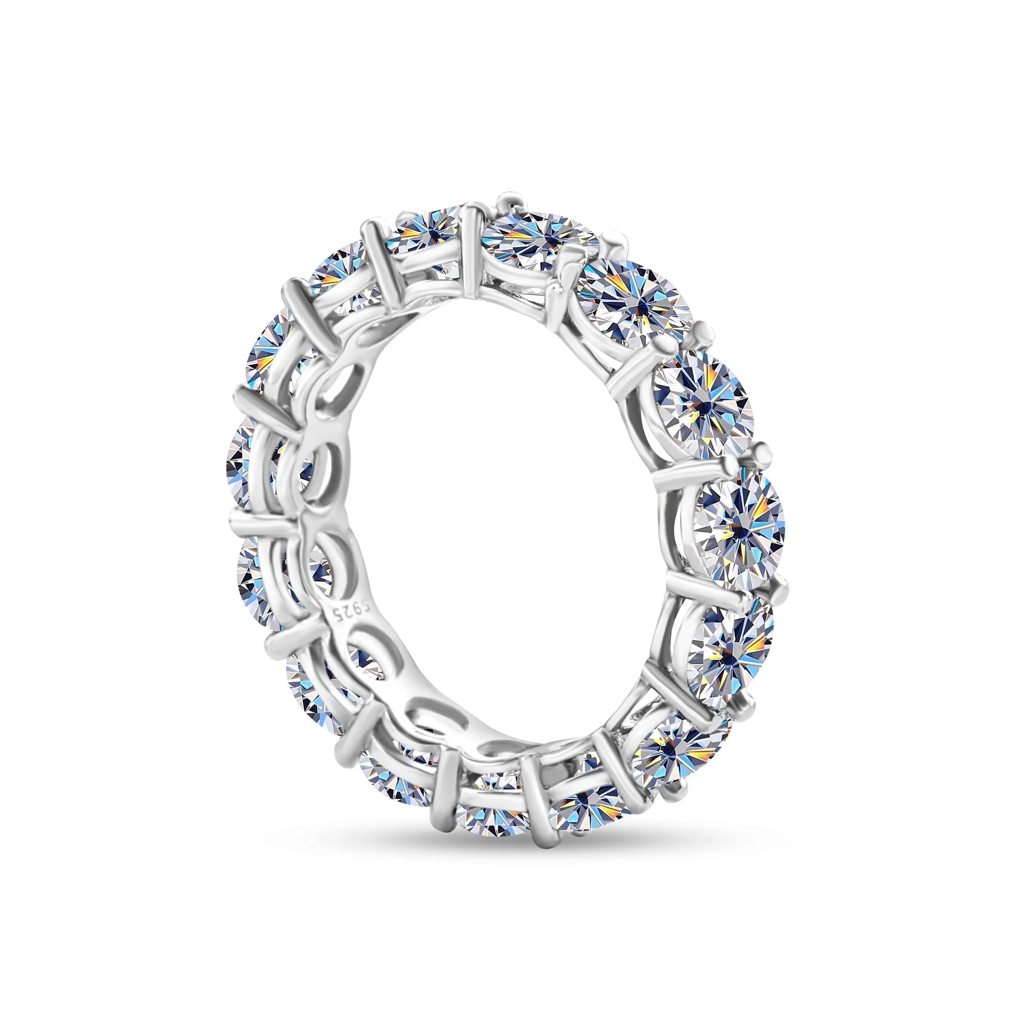 5mm 7ct Colorful Moissanite Ring 925 Sliver Plated With White Gold Wedding Band Eternity Band Engagement Rings For Women Jewelry