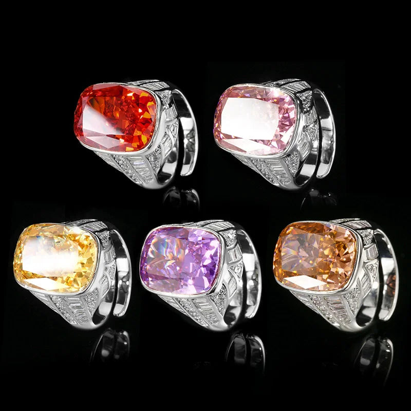 KQDANCE Radiant Cut 15*20 mm Created Purple Yellow Dark Pink Gemstone High Carbon Diamond Rings Stone Jewelry
