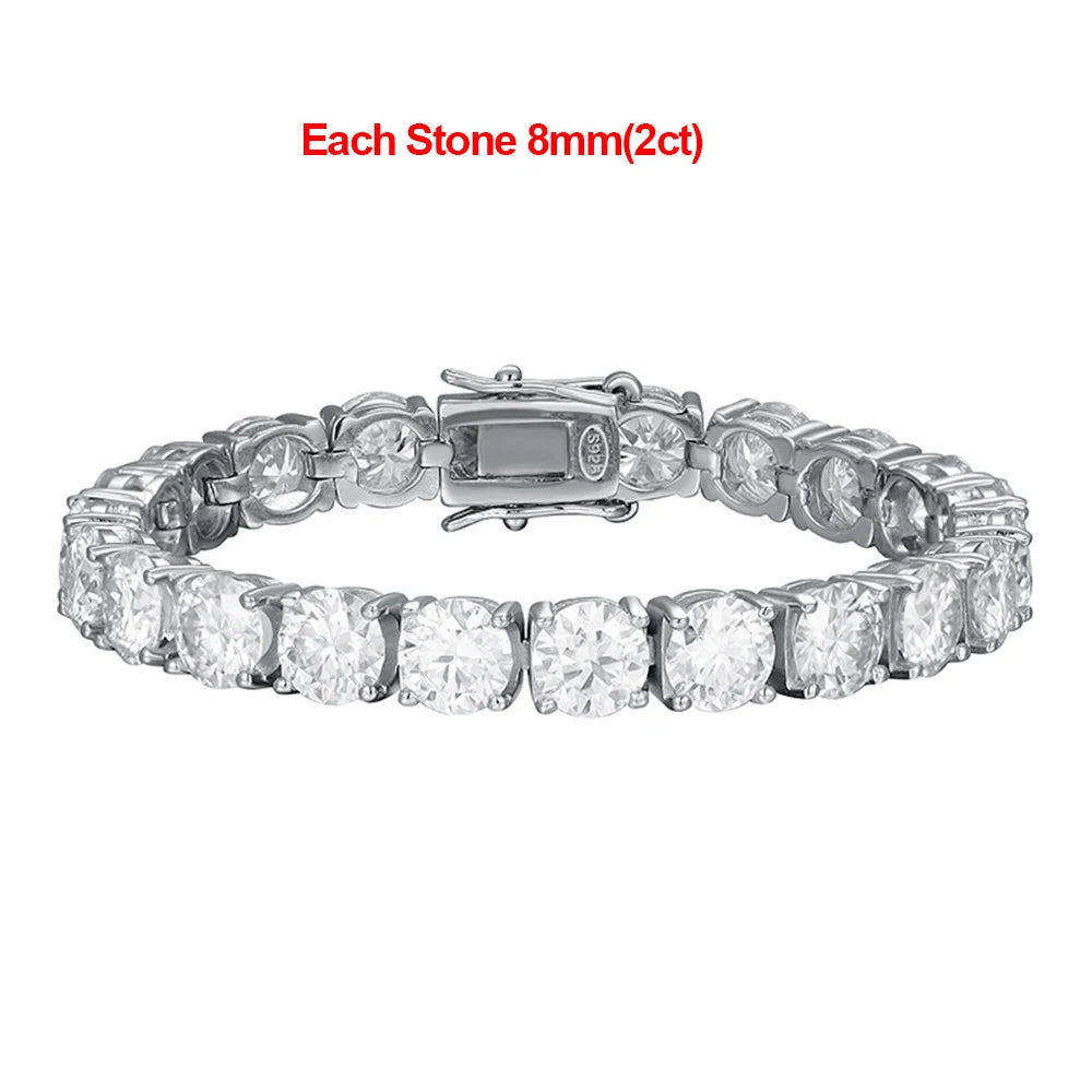 2-8mm D VVS1 Moissanite Tennis Bracelet For Women Men Sparkling Diamond GRA 925 Sterling Silver Plated 18k White Gold Bracelets