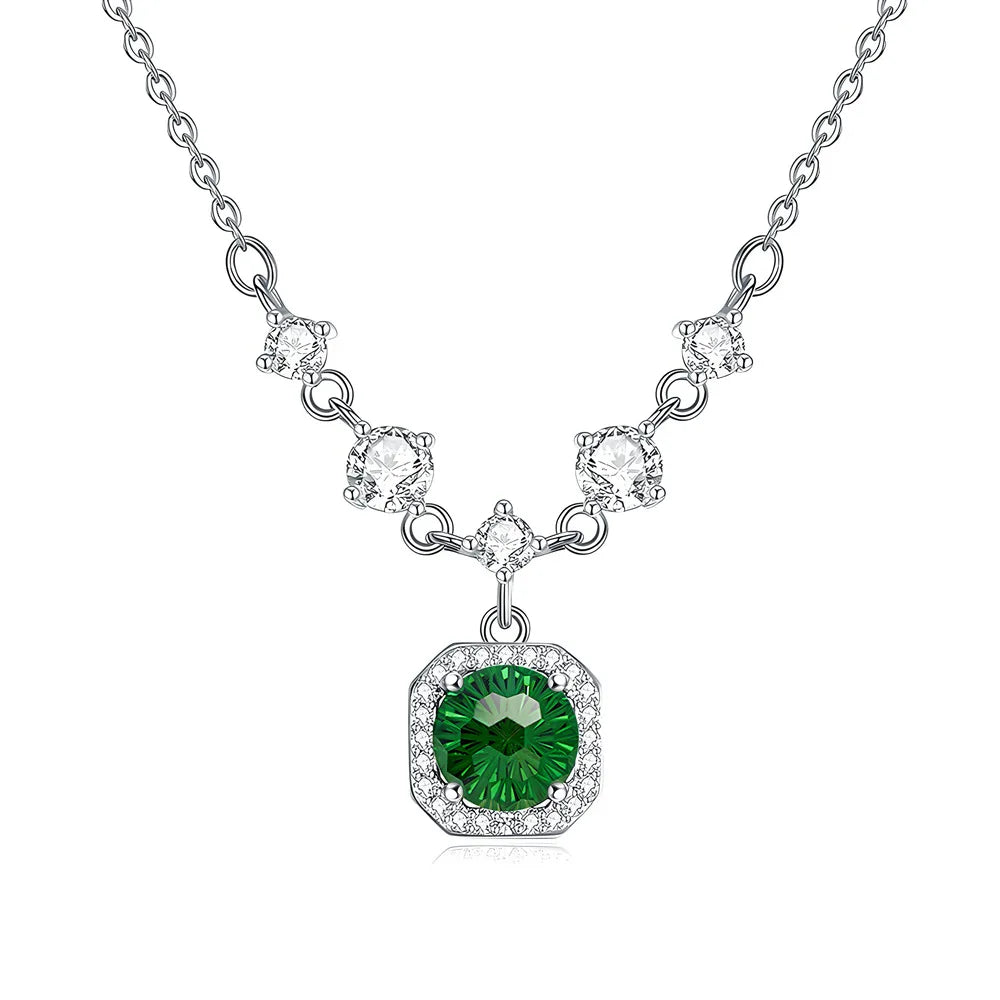 MuShan Jewelry 925 Sterling Silver Necklace Pendant Chain HCD Gemstones Bridal Shower Minimalist Style Women Necklaces Jewelry