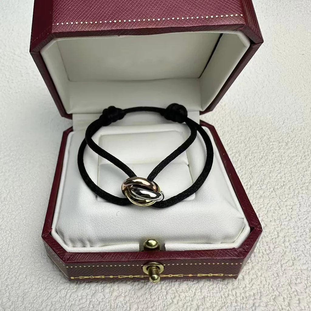 MESSITOK Classic luxury jewelry S 925 silver three ring tri color cross couple bracelet. Holiday gifts. Not fading. Not allergic