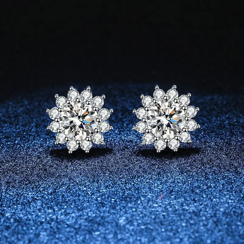 1.0 Ctx2 Pcs D Color VVS Women Moissantie Stub Earring 925 Sterling Silver Female Jewelry Women's Wedding Party Dating Gift
