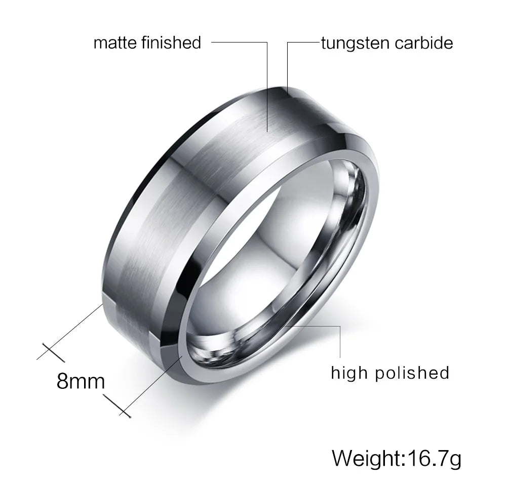 8MM Classic Look Tungsten Carbide Matte Men's Ring in Tone Wedding Band Comfort fit Anel Aneis Male Jewelry