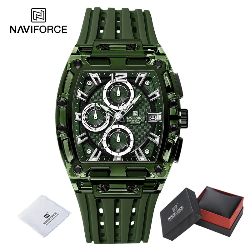 High Quality NAVIFORCE Watches for Man Silica Strap 50M Waterproof Sport Male Clock Casual Quartz Date Display Men's Chronograph