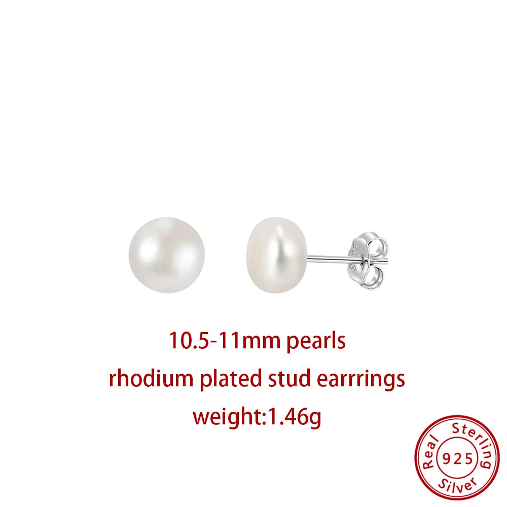 ORSA JEWELS Minimalism 1 pair Freshwater Pearl Ear Stud Real Pearls Stud Earrings 925 Silver Round Natural Pearl Ear Stud GPE104