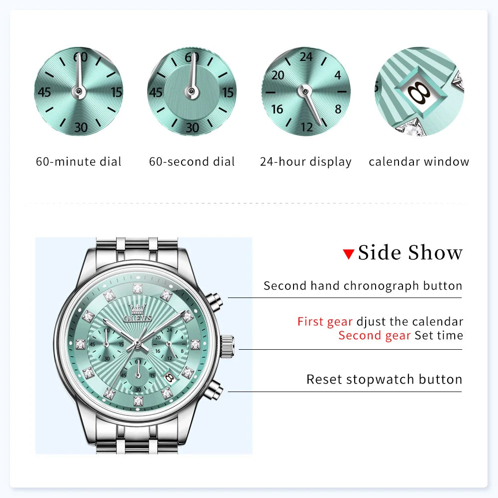 OLEVS 3669 Womens Watch Original Fashion Elegant Brand Quartz Watch Waterproof Luminous Quartz Date Watch For Women With Box