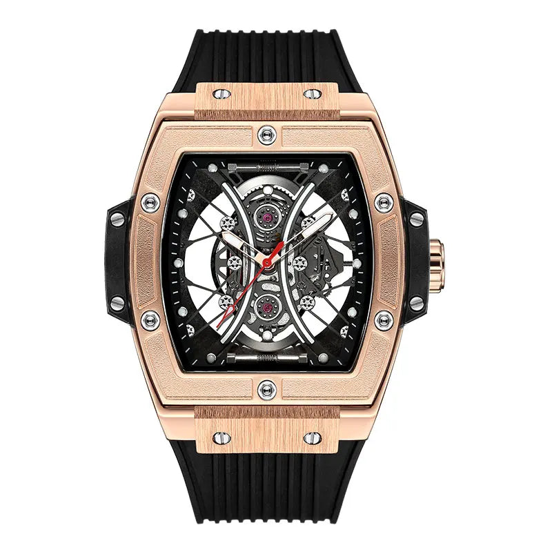 MEGIR & RUIMAS Military Sport Watch for Men Fashion Silicone Strap Analog Quartz Wristwatch with Luminous Hands Tonneau Dial 334