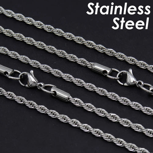 10 Pieces Rope Chain Necklace Stainless Steel Rope Necklace Gold Color Rope Necklace for Men or Women